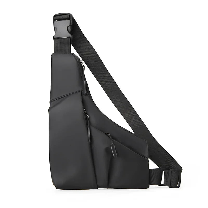 Anti-Theft Chest Bag for Men – Close-Fitting Leather Triangle Crossbody, Card Wallet Sling Bag for Sports & Cycling Riding