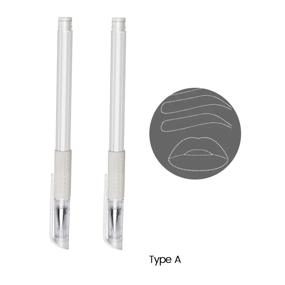 2PCS Eyebrow Marker Pens — Microblading & Permanent Makeup Surgical Skin Tattoo Accessories White Scribe Tools
