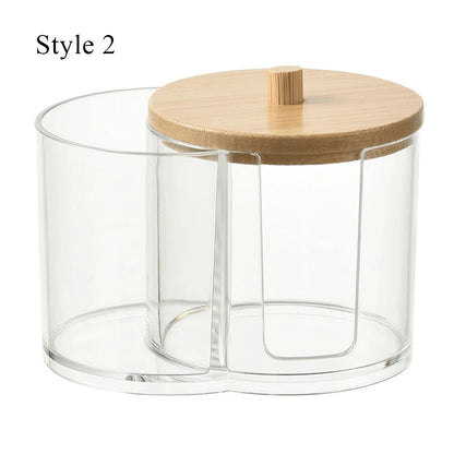 Cotton Round Pad & Powder Puff Holder – Dustproof Portable Makeup Organizer Box for Home, Durable Bathroom Storage Jar