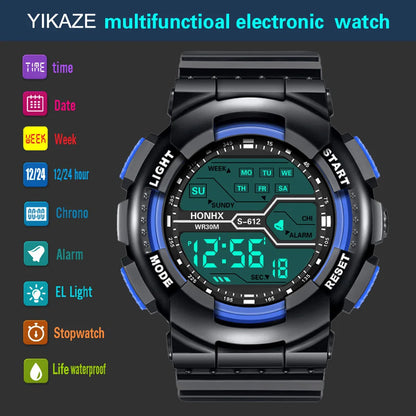 Outdoor Sports Watch for Men – Multifunction LED Digital Wristwatch with Large Screen, Waterproof & Luminous Military Design