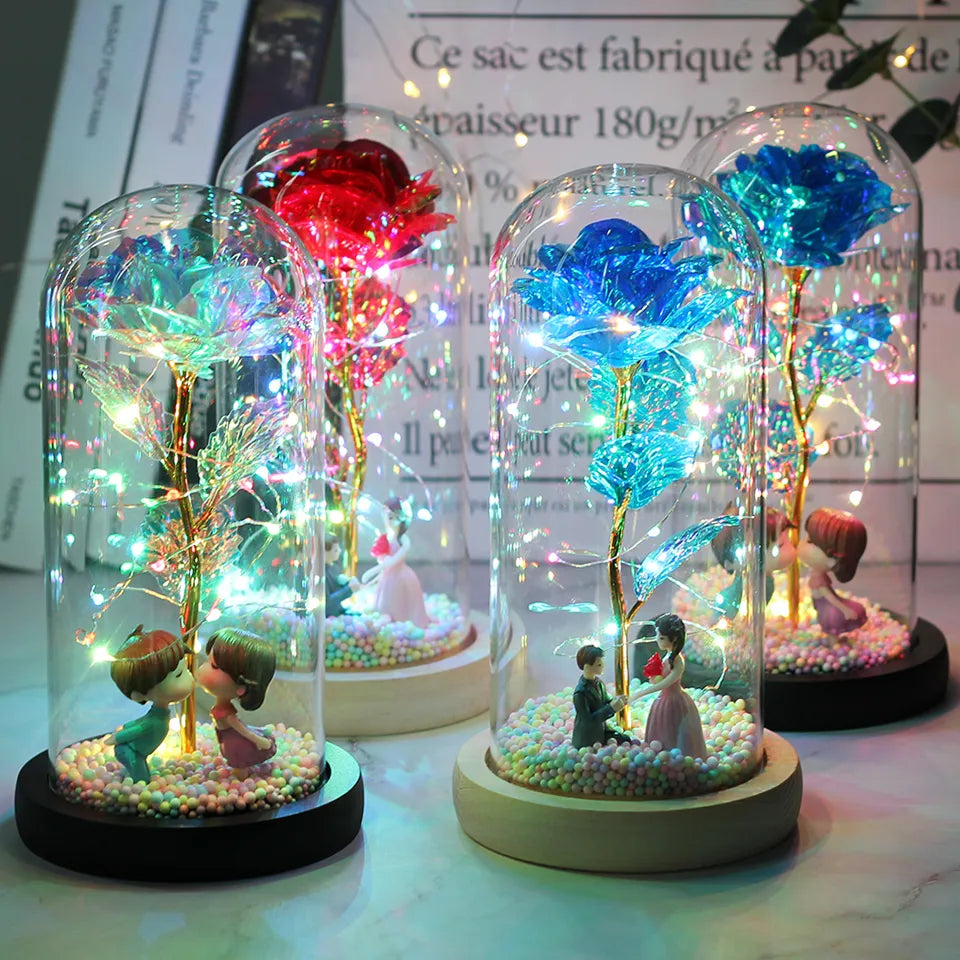 Hot LED Enchanted Galaxy Rose - Eternal Beauty and the Beast Rose with Fairy Lights in Dome - Perfect Christmas and Valentine's Day Gift