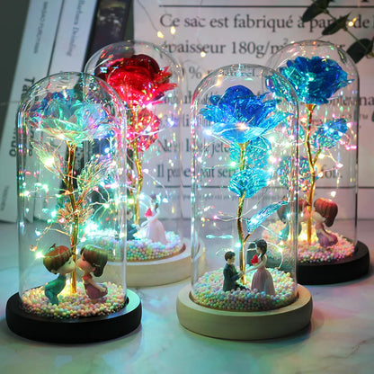 Hot LED Enchanted Galaxy Rose - Eternal Beauty and the Beast Rose with Fairy Lights in Dome - Perfect Christmas and Valentine's Day Gift