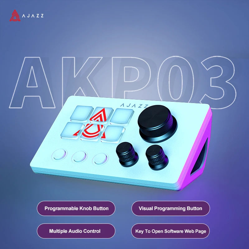 Ajazz AKP03E Desktop Helper Console – Programmable Macro Mini Keyboard with Custom Buttons for Multi-Scenario Use