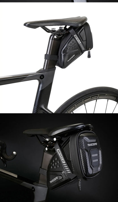 TAKEZERO TZ07 Bicycle Tail Saddle Bag – EVA Hard Shell Rear Bag for Mountain & Road Bikes