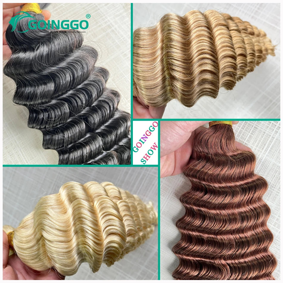 Pre-Colored Brazilian Deep Wave Bulk Human Hair - No Weft, Remy Hair Extensions, 14-28 Inch for Crochet Braids