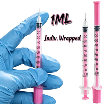 U-100 Insulin Syringes - 1ml 31G Sterile Precision Syringes, 8mm Needle, 20-Pack