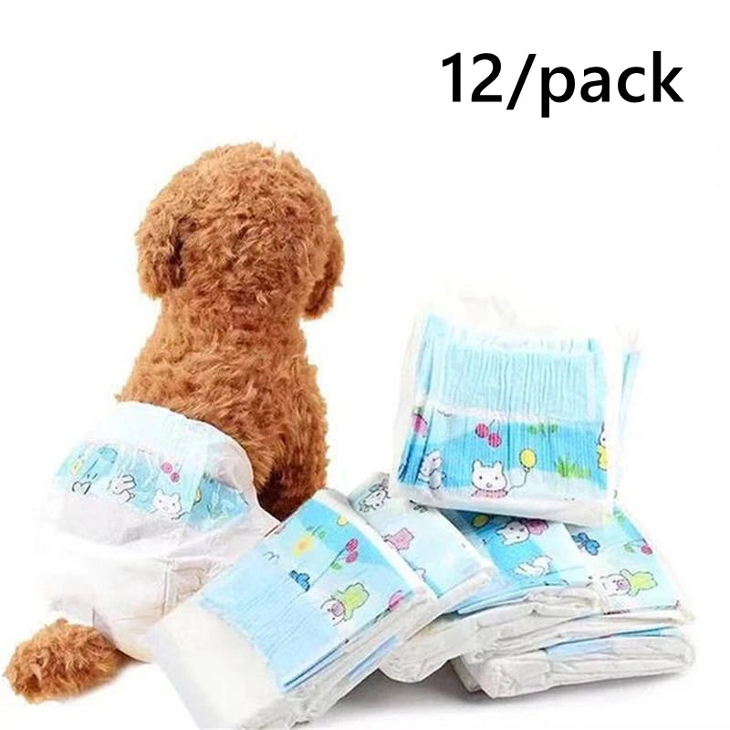 10/12PCS Super Absorbent Dog Diapers – Disposable Leak-Proof Puppy Nappies for Male & Female Dogs