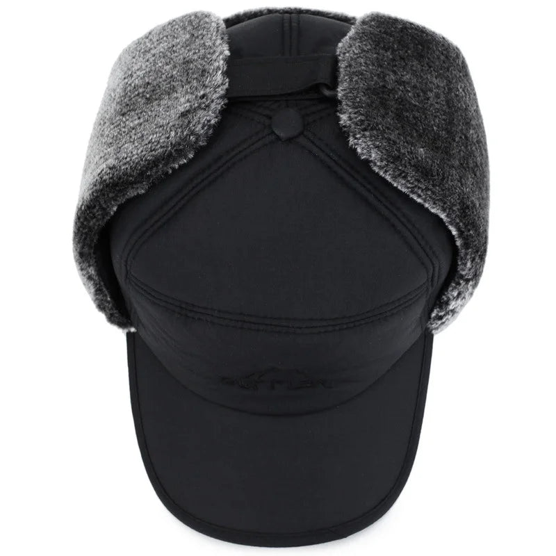 Thick Winter Warm Hat for Men and Women - Faux Fur Bomber Hat with Ear Flaps - Soft Thermal Cap for Outdoor Fishing and Skiing
