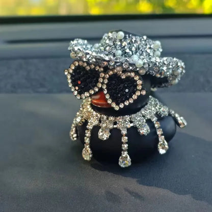 Luxury Diamond Rubber Duck Car Ornaments - Cute Dashboard Decorations & Funny Gifts for Jeep, BMW & Office Displays