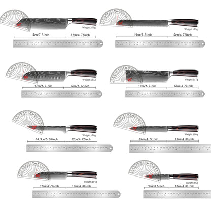 XITUO Kitchen Knife Set - 1-9PCS 7Cr17Mov Stainless Steel Chef, Santoku & Fruit Knives with Ergonomic Pakkawood Handle