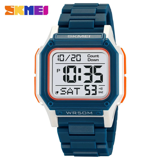 SKMEI Men’s Waterproof Sport Watch – Digital Wristwatch with Countdown, Stopwatch & Dual Time Display