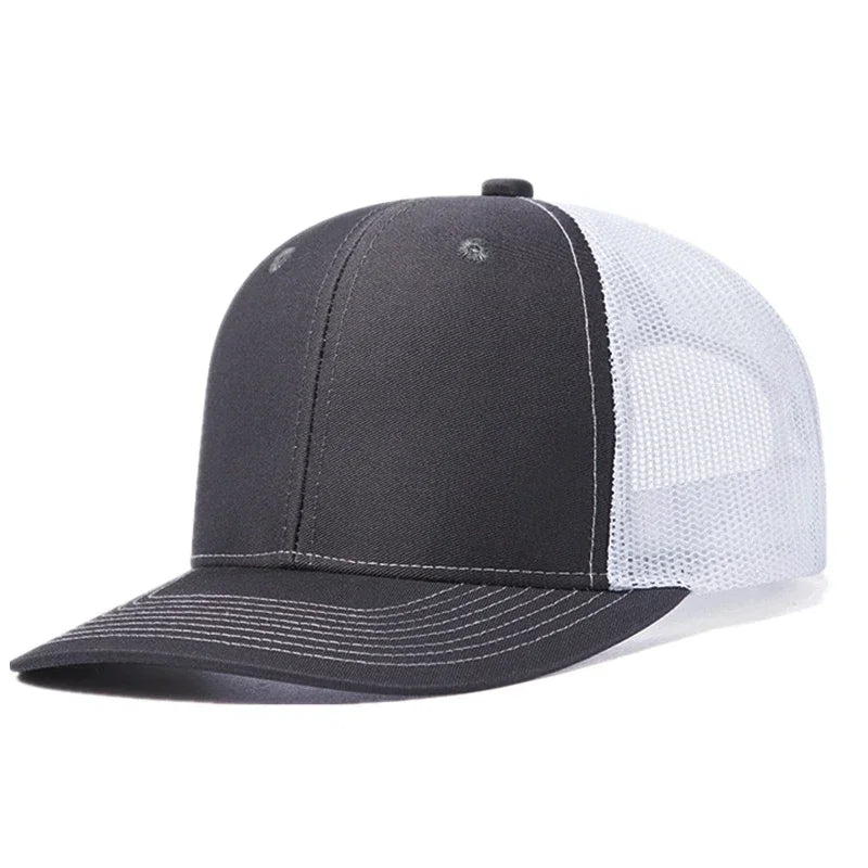 Unisex Curved Brim Trucker Hat - Breathable Summer Mesh Baseball Cap for Men & Women
