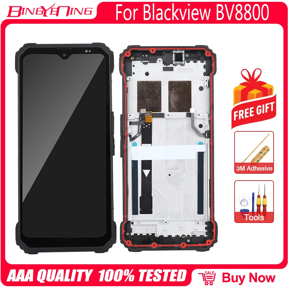 6.58 Inch LCD Touch Screen Display for Blackview BV8800 - 2400x1080 Digitizer Assembly with Frame
