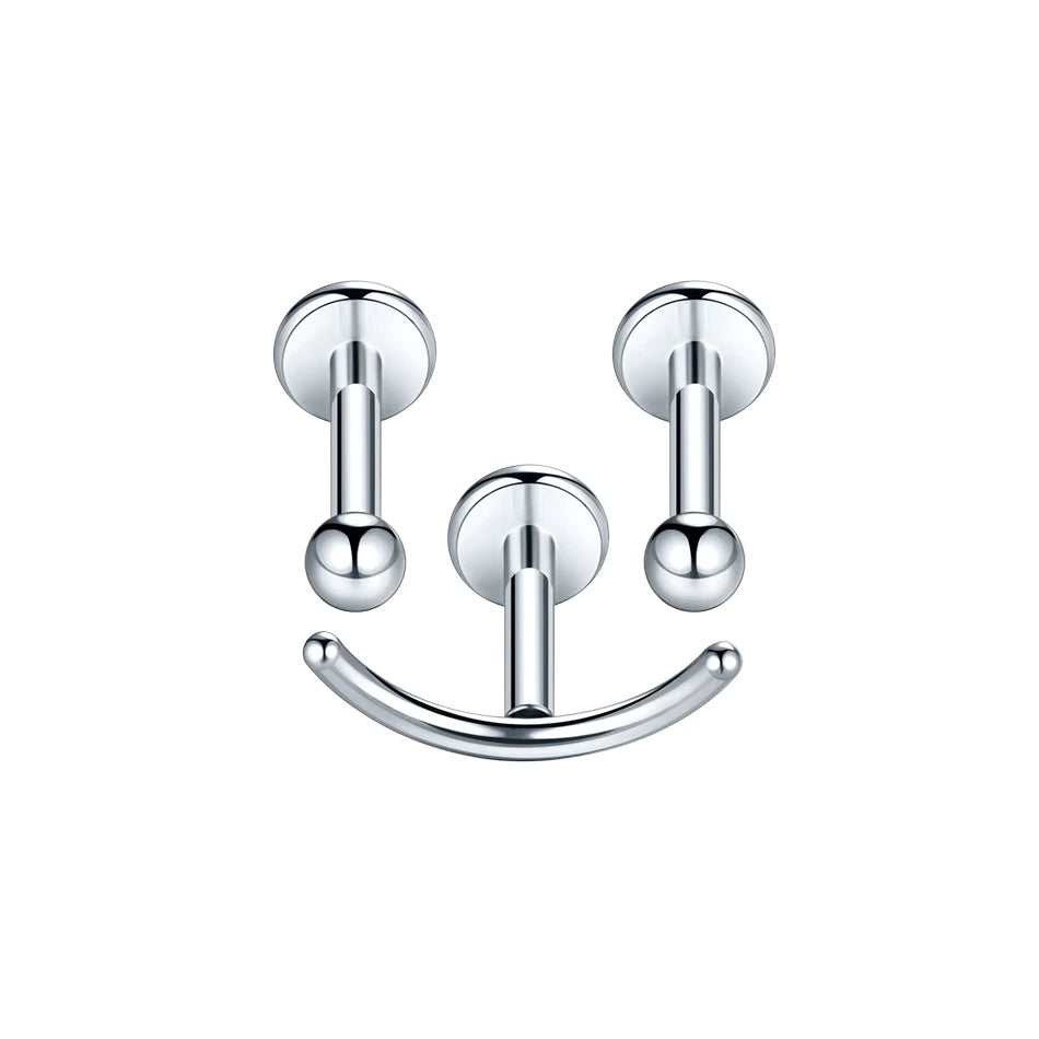 Titanium CZ Tragus & Helix Stud – Internally Threaded Labret Lip Ring Piercing Earring (1PC)