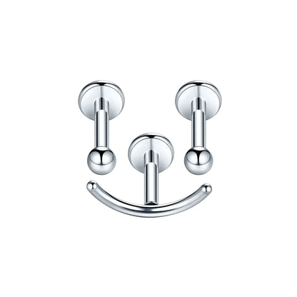 Titanium CZ Tragus & Helix Stud – Internally Threaded Labret Lip Ring Piercing Earring (1PC)