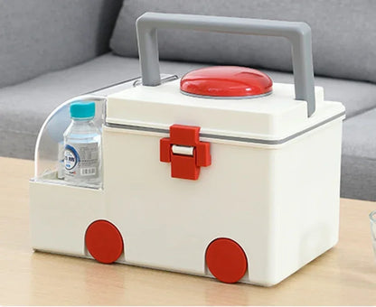Portable Ambulance Medicine Box – Large Capacity Household Medical Storage & Classification Organizer