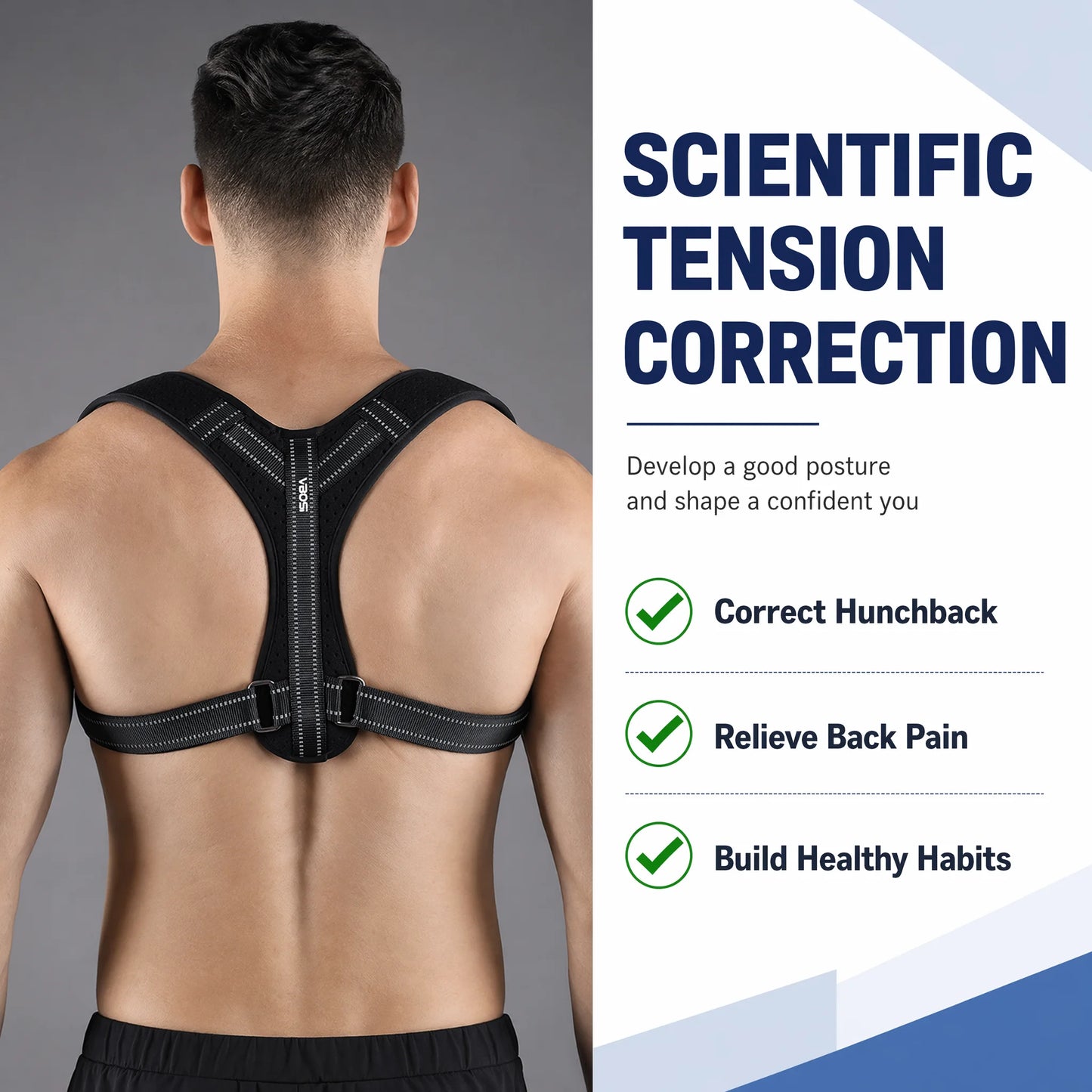 VBOSI Unisex Back Posture Corrector Belt – Adjustable Breathable Support for Hunchback Prevention & Sitting Posture Correction