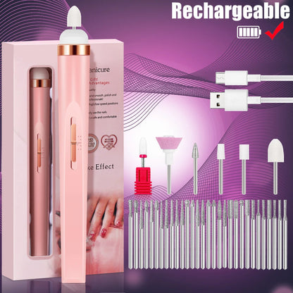 YIKOOLIN 5-in-1 Electric Nail Drill - USB Rechargeable Portable Manicure & Pedicure Kit
