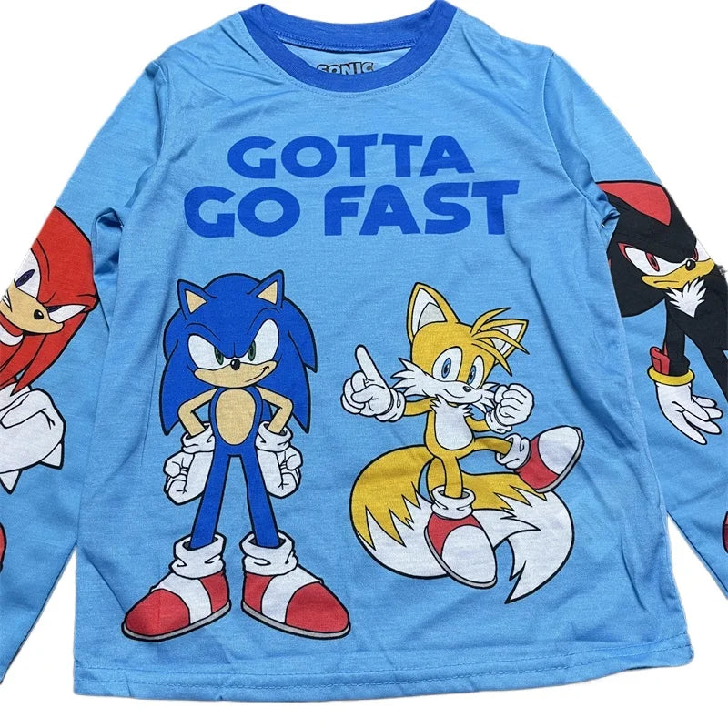 Sonic the Hedgehog Spring Kids Pajama Set – Boys’ Long Sleeve Sleepwear with Pants