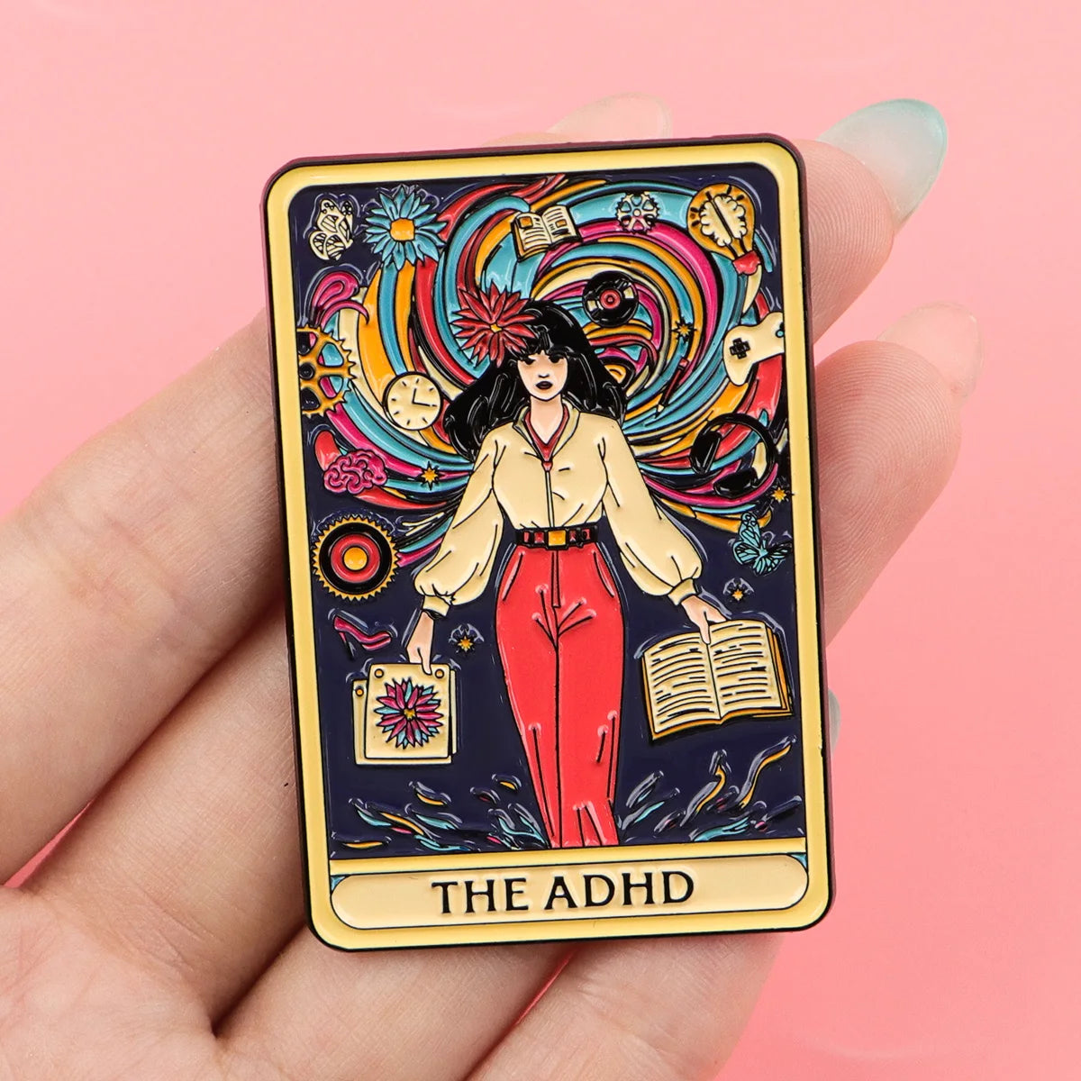ADHD Mental Health Awareness Enamel Pin – Art Lapel Brooch for Backpack, Clothing & Accessories, Fashion Jewelry Gift