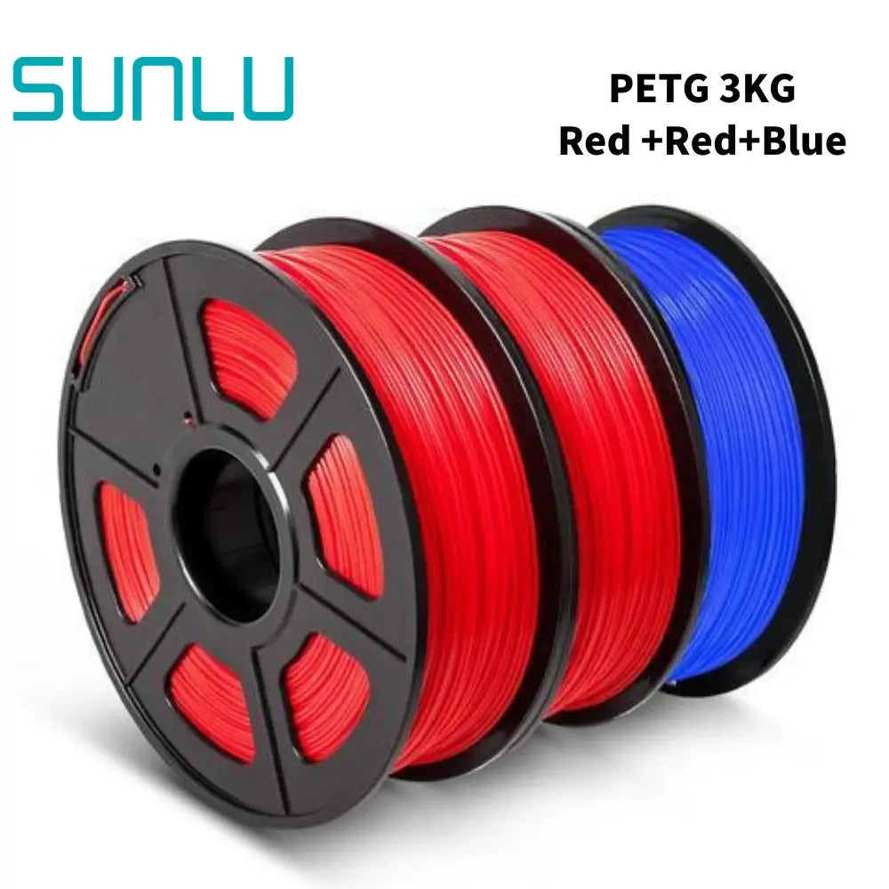 SUNLU PETG 3D Printer Filament 1.75mm ±0.02mm – 3 Rolls 1KG Each, Neatly Wound Vacuum-Sealed Printing Material