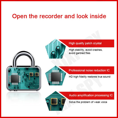 Mini Voice Recorder - Voice-Activated Digital Audio Recorder Keychain Wearable Micro Dictaphone STTWUNAKE