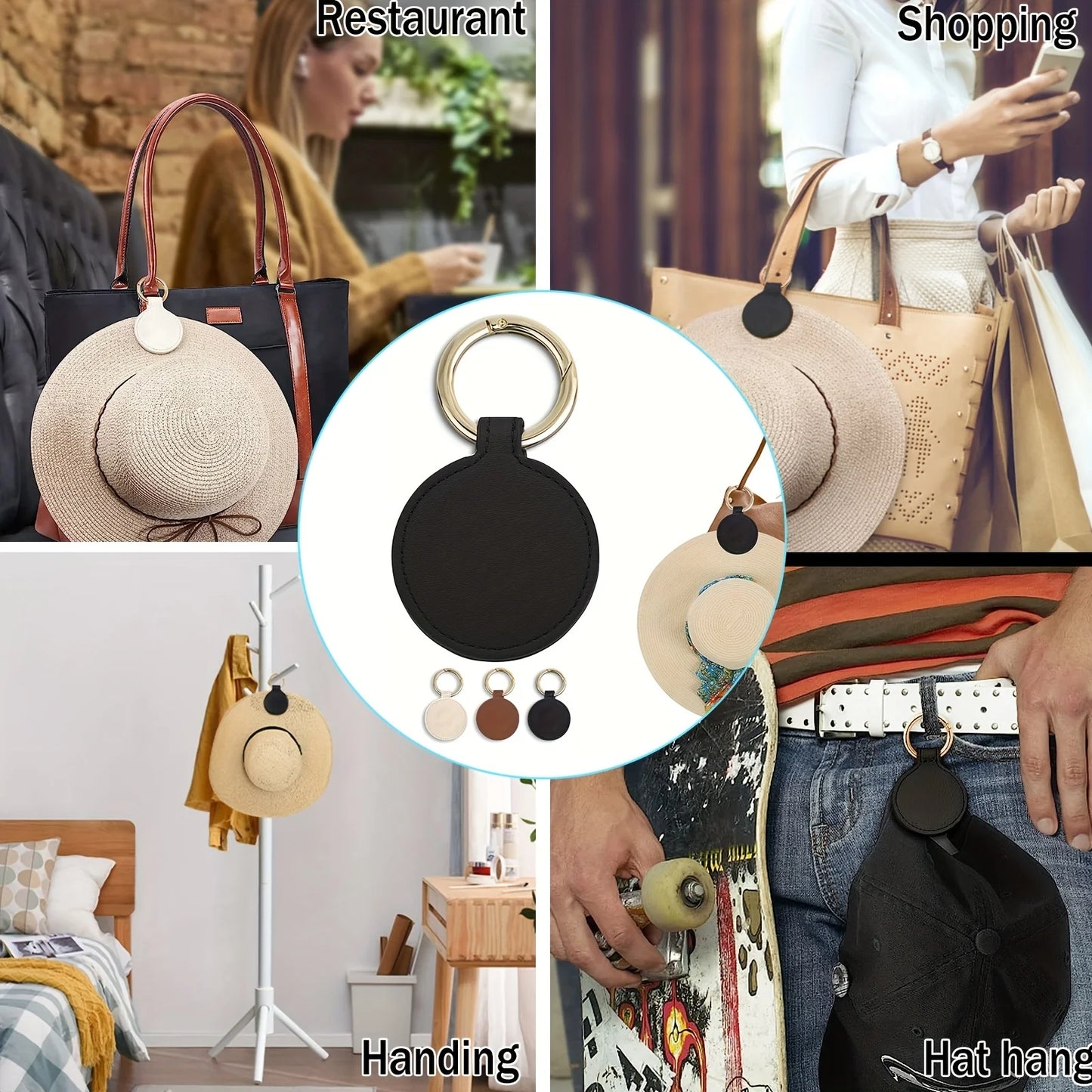 Magnetic PU Leather Hat Clip Holder for Bags, Backpacks & Luggage – Travel Hat Keeper Accessory Clip Organizer
