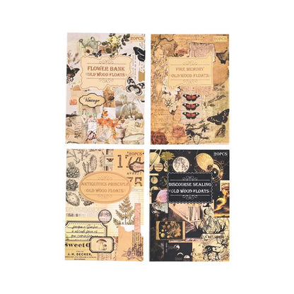 20 Sheets Vintage Scrapbooking Stickers, PET Material, Creative DIY Journal Collage, Journaling Supplies
