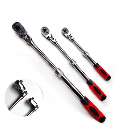 72-Tooth Carbon Steel Retractable Ratchet Wrench — 1/4, 3/8, 1/2 Automatic Quick-Release Multifunctional Hand Tool
