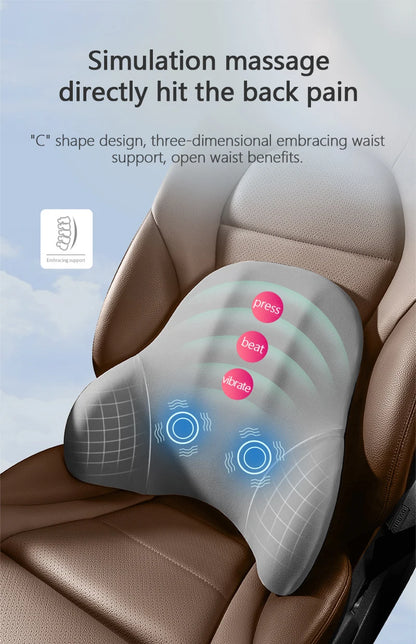 Car Electric Lumbar & Neck Massage Cushion | Single Headrest Vibration Pillow for Seat Support