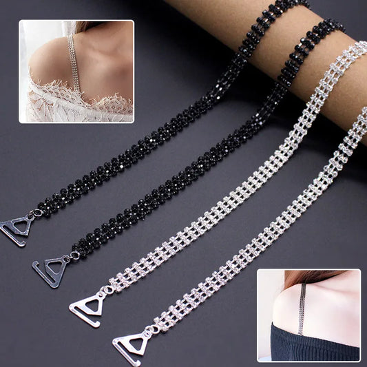 Elegant Rhinestone Women Bra Straps: Crystal Shoulder Straps for Sexy and Secure Underwear - Anti-Light Off-The-Shoulder Accessories