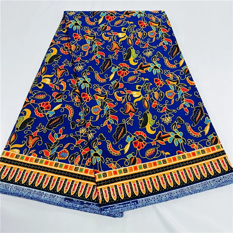 6 Yards African Real Wax Fabric - 100% Cotton Original Ankara Print for Party Dresses K121901