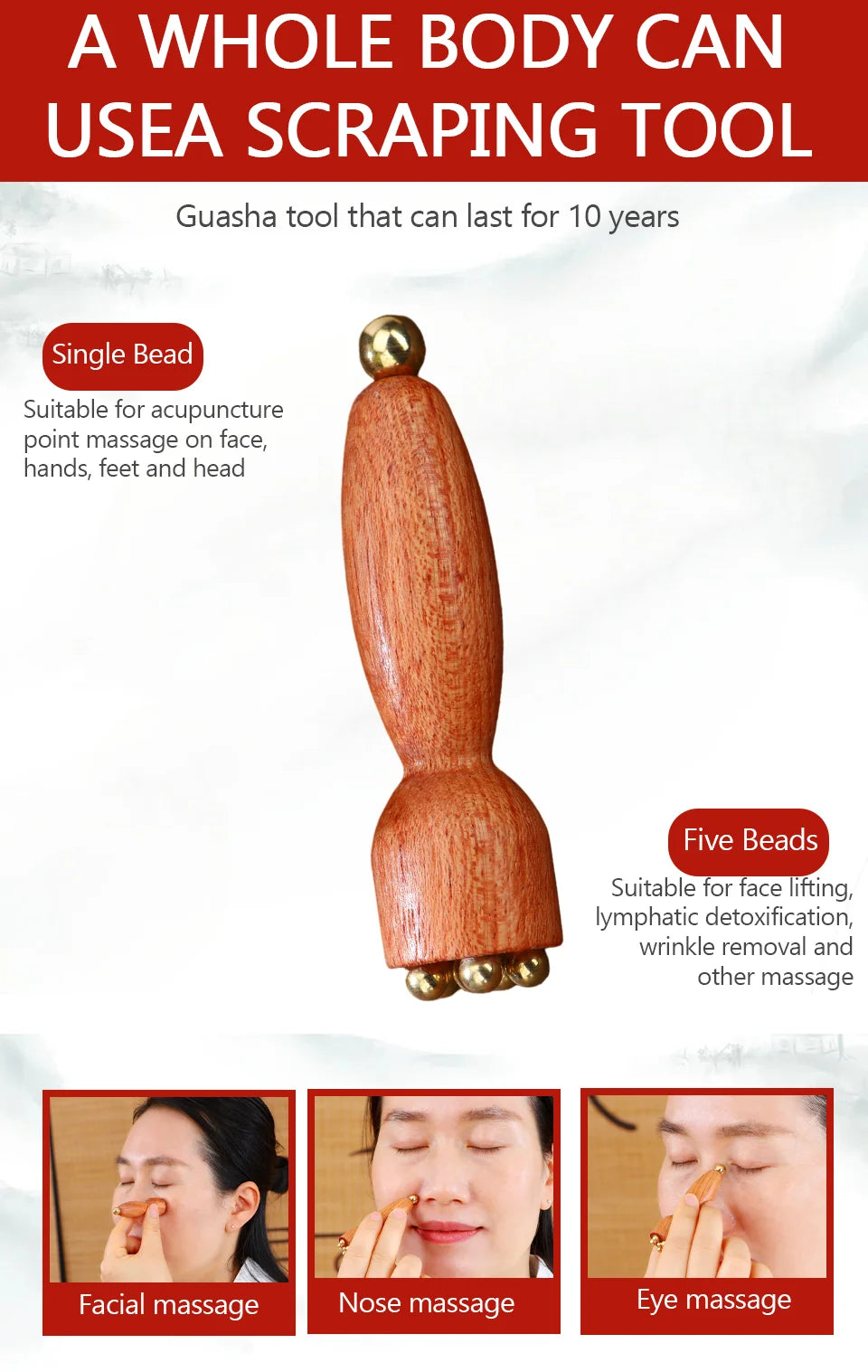 Unlock Radiant Beauty Facial Gua Sha Tool — Professional Brass & Rosewood Eye Relaxation, Spot Treatment & Anti-Aging