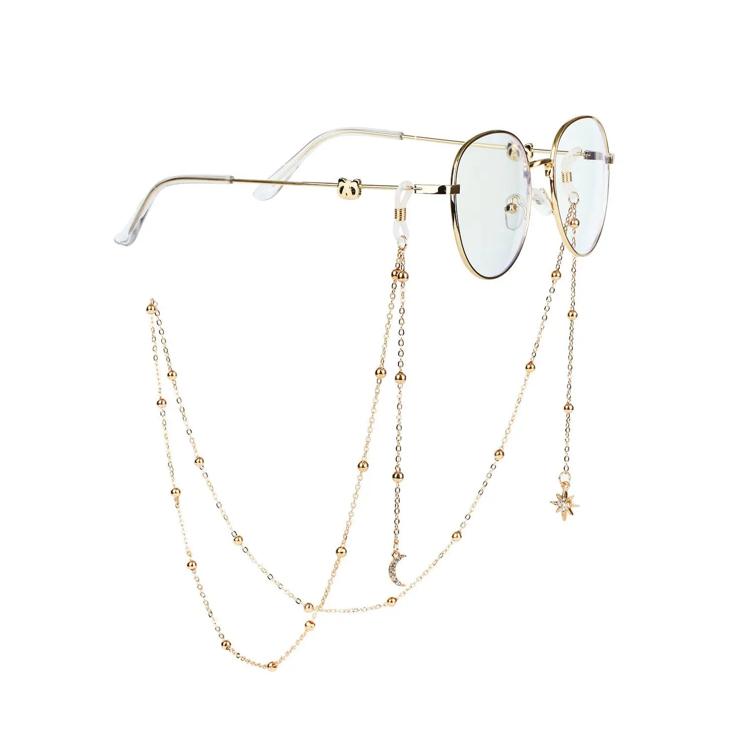 Women's Eyeglass Chain - Hollow Star & Pearl Beaded Lanyard for Sunglasses & Reading Glasses