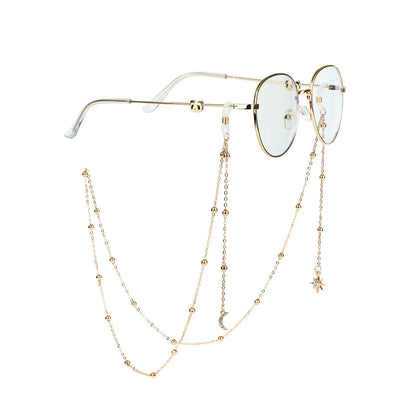 Women Pearl Star Eyeglass Chain - Fashion Beaded Sunglasses Holder Neck Strap For Reading Glasses