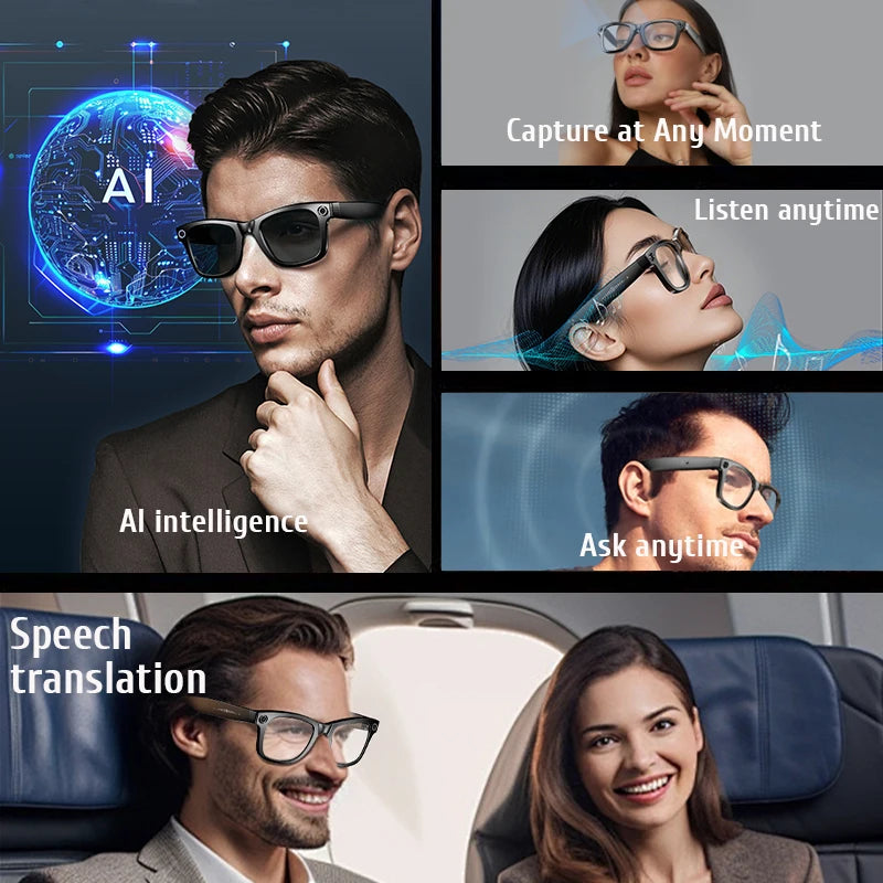 LIGE Smart Glasses — AI Camera Sunglasses with BT Call, Music, Touch Control, Voice Assistant, Video & Sound Recording, WiFi Transmission