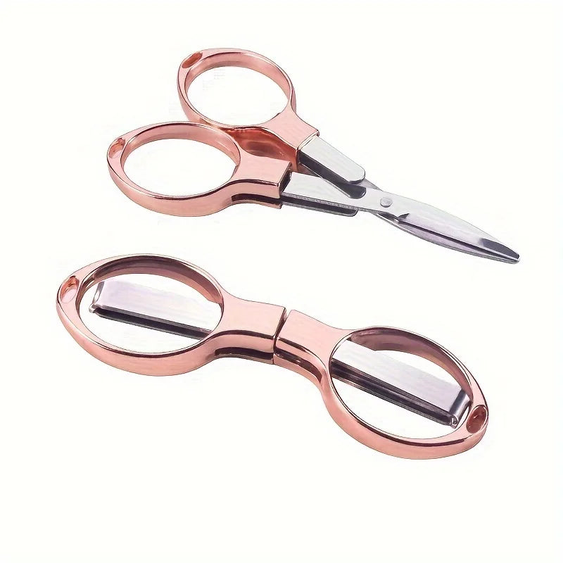 Stainless Steel Folding Scissors - Retractable Portable Cutting Tool for Travel, Outdoor & Everyday Use
