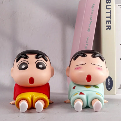Crayon Shin-Chan Anime Figure Phone Holder – Kawaii Desktop Ornament Mini GK Collectible Toy Gift