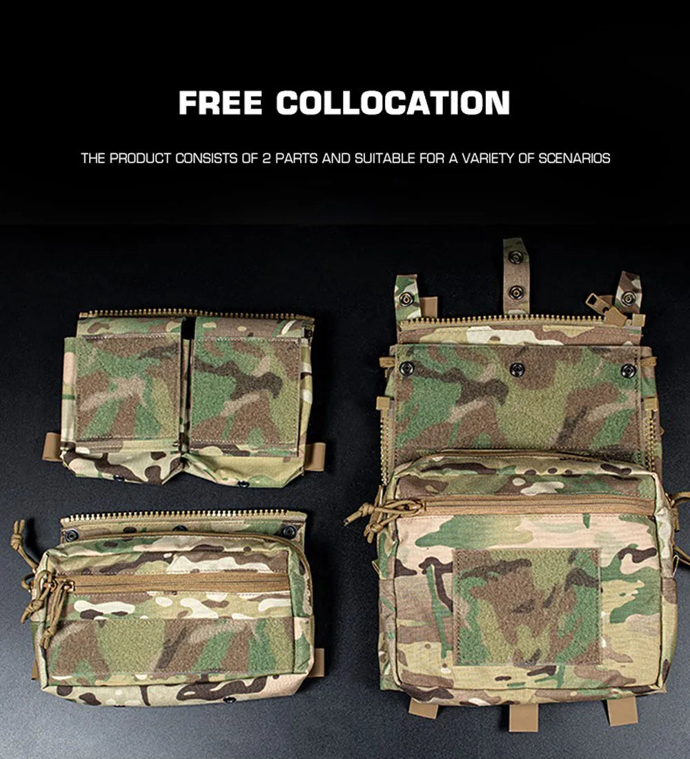 LV119 Tactical Vest Back Panel – Spiritus Systems Hunting Combat Airsoft Plate Carrier with Storage Pouch & Assault Vest Expansion Gear