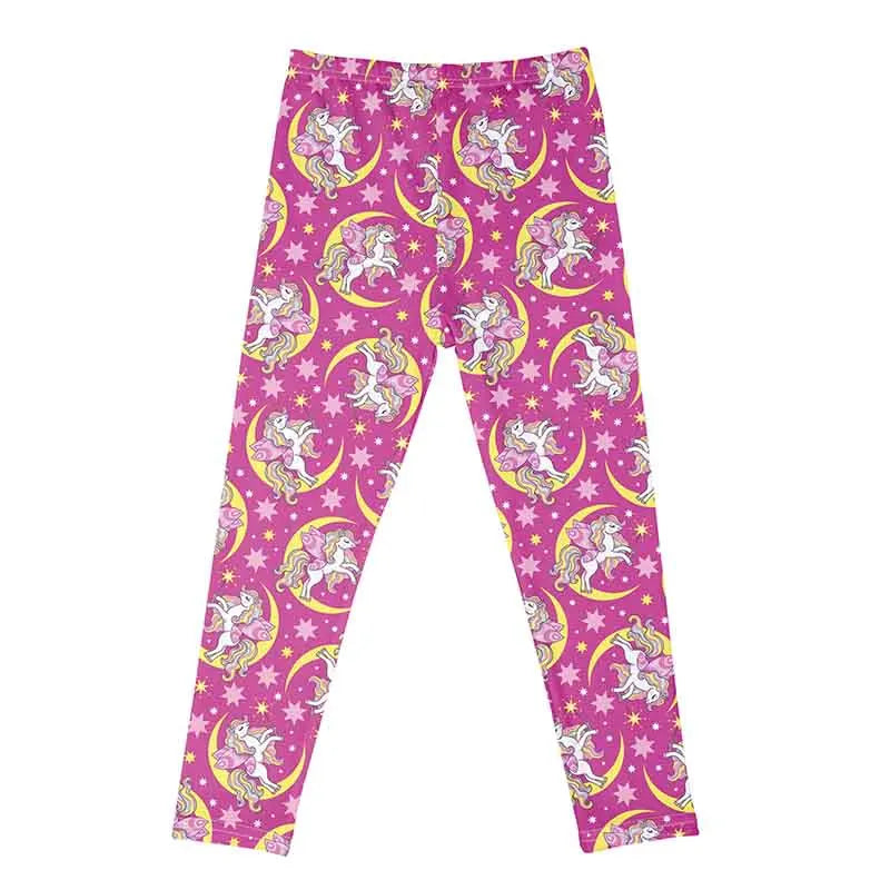 Kids Girls Cartoon Print Leggings – Soft Milk Silk Casual Stretch Sports Pants for Baby Girls Comfortable Trousers 4–12Y