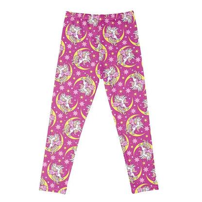 Kids Girls Cartoon Print Leggings – Soft Milk Silk Casual Stretch Sports Pants for Baby Girls Comfortable Trousers 4–12Y