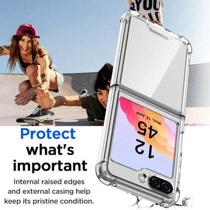 Samsung Galaxy Z Flip 6 Airbag Transparent Case, Acrylic PC Back & Soft TPU Bumper, Armor Cover for Z Flip 6, 5, 4, 3