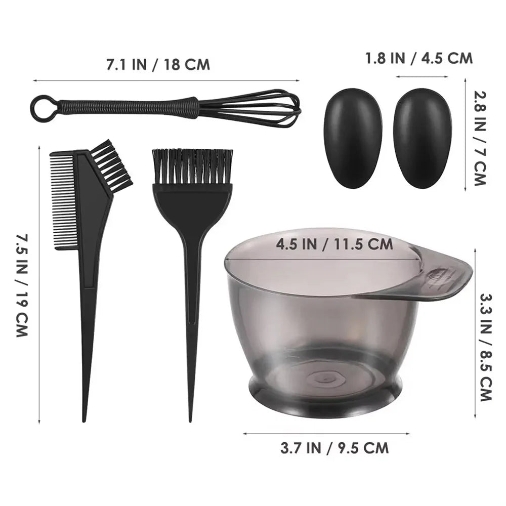6pcs Professional Hair Coloring Kit – Hairdressing Tools for Salon & Home Use, Perfect Color Match