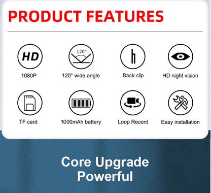 JOZUZE Mini Portable Body Camera – 1080P Wearable Police, Sport, and Business Conference Video Recorder