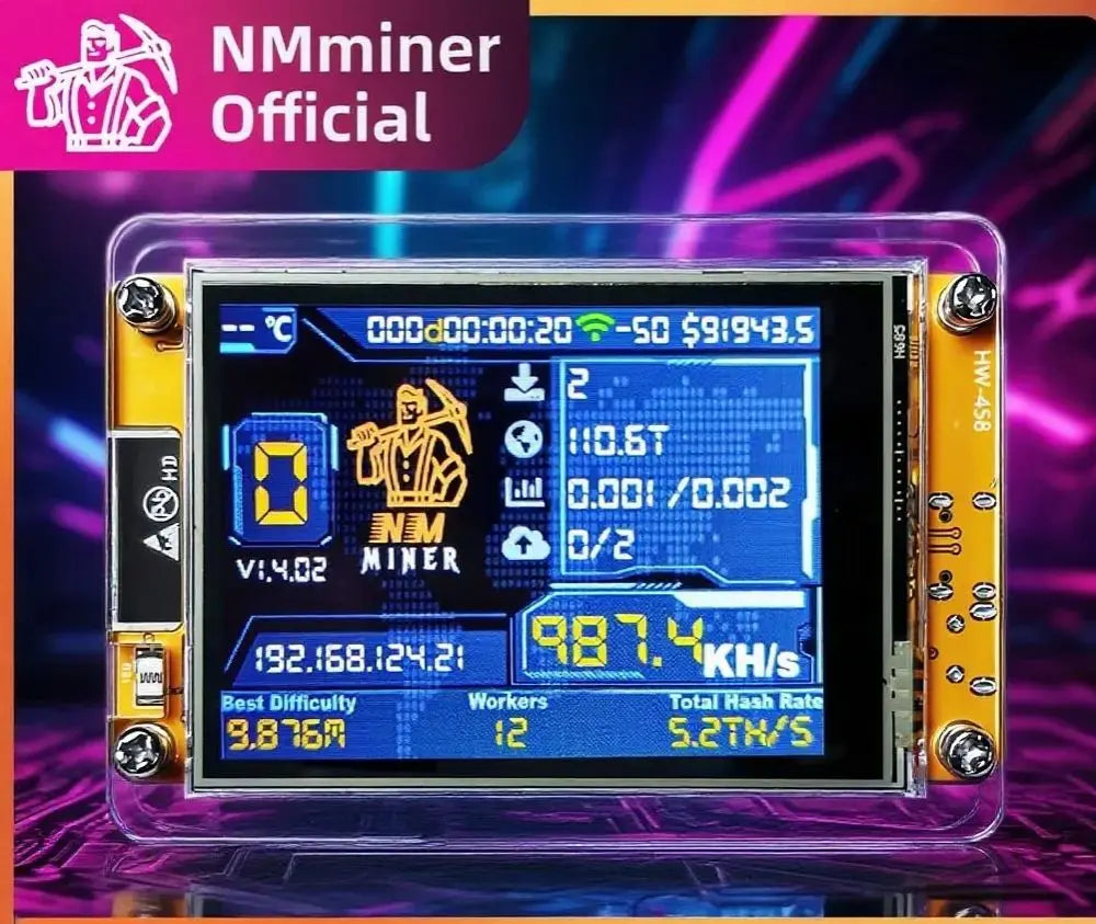 NMMiner NerdMiner V2 ESP32 Lucky Miner with 2.8" Smart Display – 960KH/s Bitcoin Solo Lottery Crypto Miner