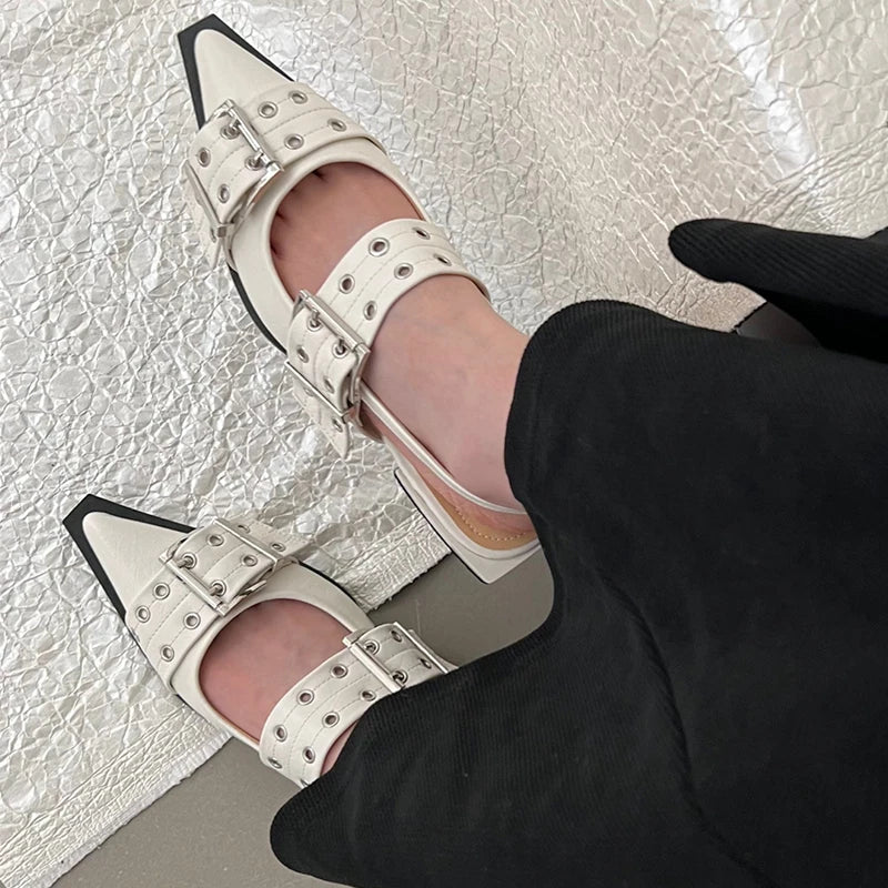 2025 Women’s Designer Flats – Luxury Buckle Slingback Sandals with Pointed Toe, Casual Mules for Ladies
