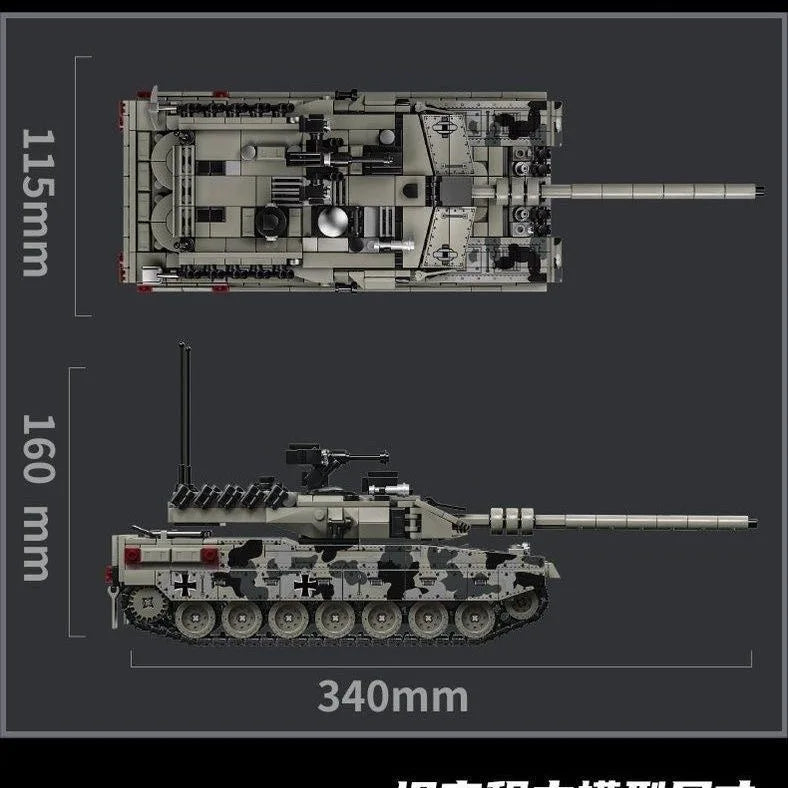 Military Tank Building Blocks Set - Leopard 2A7 Heavy Tank Model Bricks Toy for Boys, Adults & Christmas Gifts