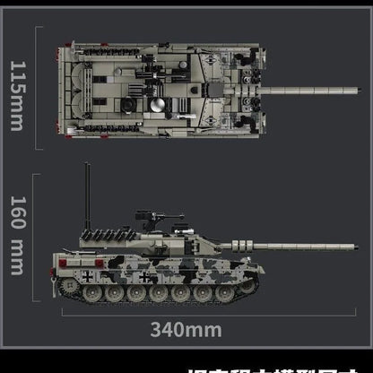 Military Tank Building Blocks Set - Leopard 2A7 Heavy Tank Model Bricks Toy for Boys, Adults & Christmas Gifts