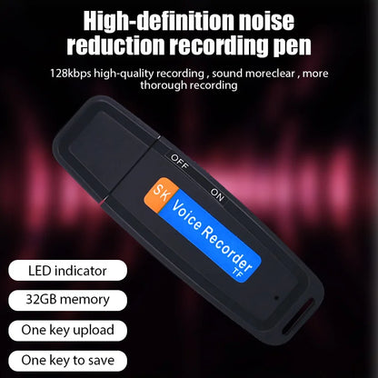 Mini Audio Voice Recorder USB Pen – 16GB/32GB Digital Sound Recorder for Meetings & Interviews