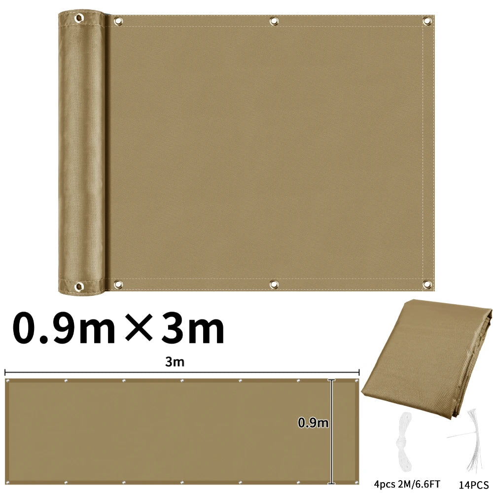 Balcony Privacy Screen Fence Cover with Grommets – Waterproof UV Protection Sunshade Cloth for Patio, Garden & Outdoor Shelter